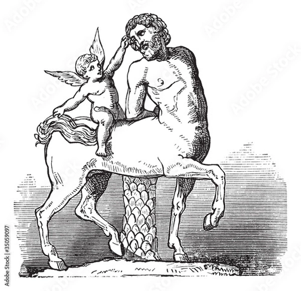 Fototapeta Pomnik Chiron Centaur i Kupidyn lub Furietti Centaurs i Kupidyn v