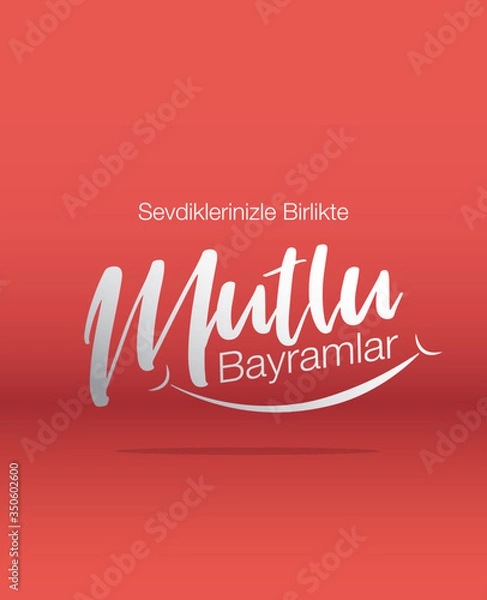 Fototapeta a message saying ' happy feast with your beloved ones' to celebrate ramadan feast or feast of sacrifice and a smiling mouth