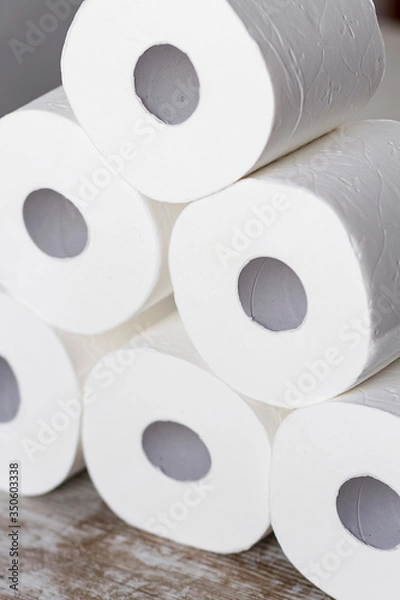 Fototapeta A group of toilet paper rolls in different shapes