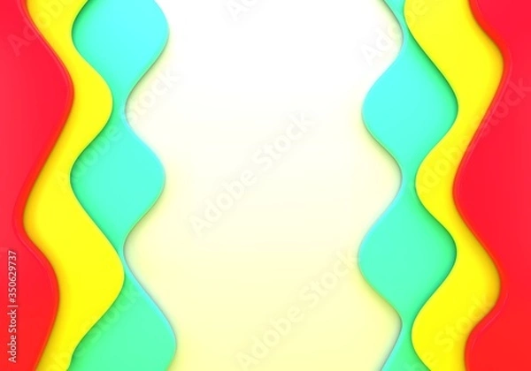 Fototapeta Modern poster template design, with paper waves, 3d