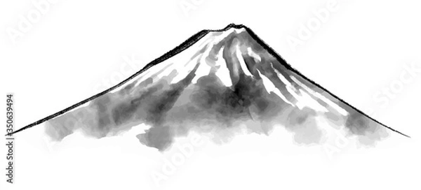 Obraz 富士山の水墨画イラスト　年賀状素材