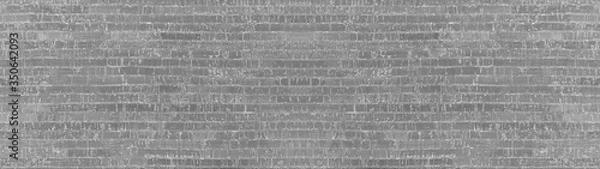 Fototapeta Gray anthracite white painted rustic brick wall brickwork stonework masonry texture Background banner panorama, with copy space