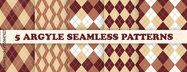 Obraz Argyle pattern seamless. Fabric texture background. Classic argil vector ornament.