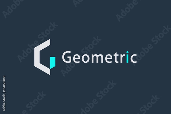 Fototapeta Abstract Initial Letter G Logo. Blue and White Linear Geometric Style isolated on Dark Blue Background. Usable for Business, Technology and Building Logos. Flat Vector Logo Design Template Element.