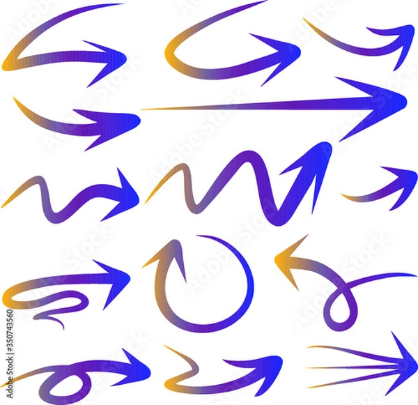 Obraz Set of Arrow Hand Drawn Design Element 
