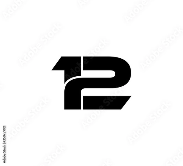 Fototapeta Initial 2 numbers Logo Modern Simple Black 12