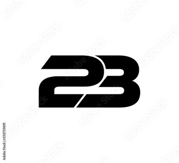 Fototapeta Initial 2 numbers Logo Modern Simple Black 23