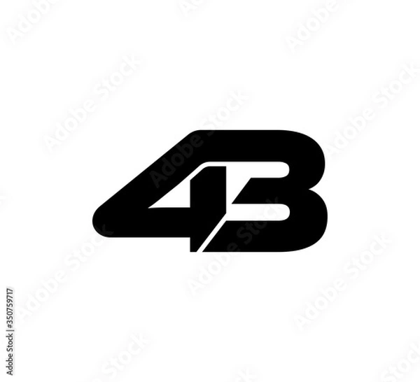 Fototapeta Initial 2 numbers Logo Modern Simple Black 43