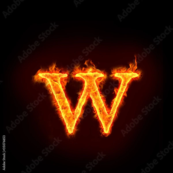 Obraz fire alphabets, small letter w