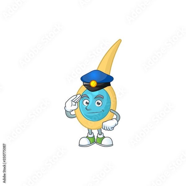 Fototapeta A dedicated Police officer of clostridium tetani cartoon drawing concept