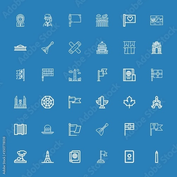 Fototapeta Editable 36 national icons for web and mobile