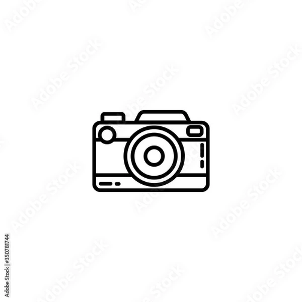 Obraz Vintage camera or retro camera flat line icon. Photo camera element vector stock isolated image on white background. Glyph pictogram for web, mobile, infographics