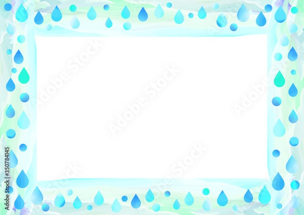 Fototapeta 水彩　雨　水　フレーム