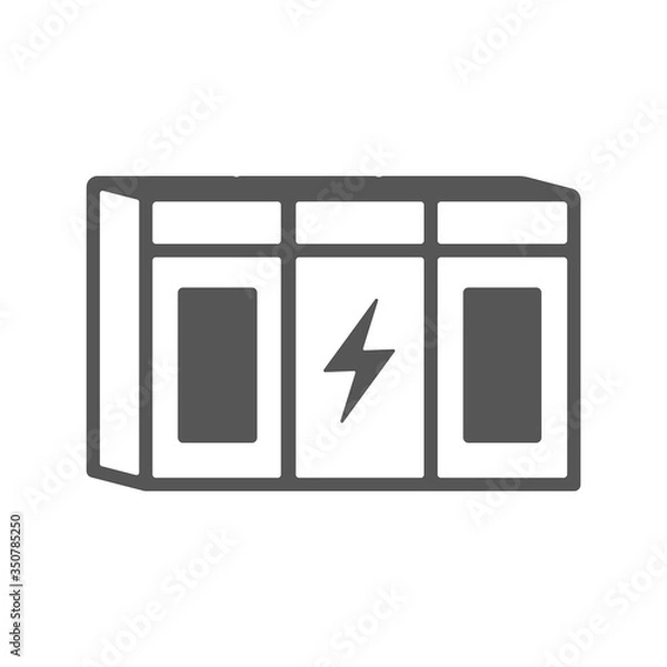 Fototapeta Large rechargeable lithium-ion battery energy storage for renewable power stations. Grid backup system outline icon