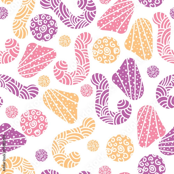 Fototapeta Vector abstract colorful seamless repeat pattern in doodle style