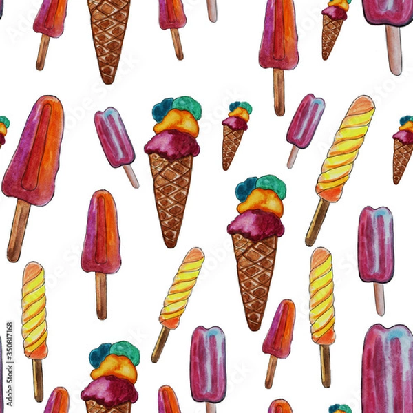 Obraz Ice cream pattern.Suitable for clothing (summer pattern).Textile children's products.