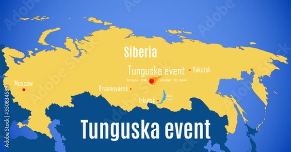 Obraz Schematic vector map of the location of the Tunguska event
