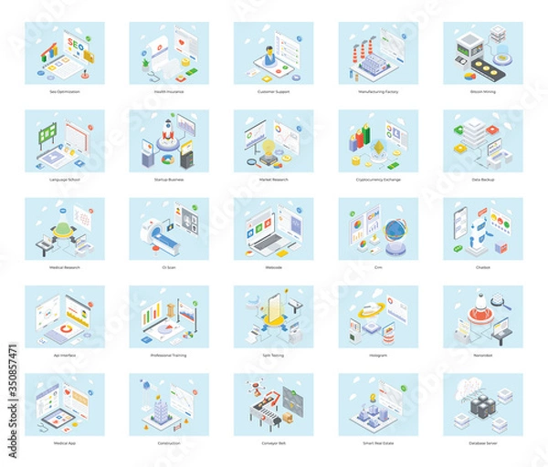 Fototapeta 
Technological Detailed Isometric Illustrations Pack 
