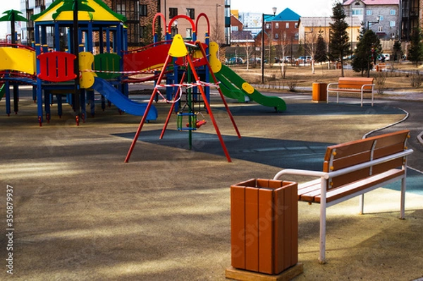 Fototapeta the playground is closed from visits