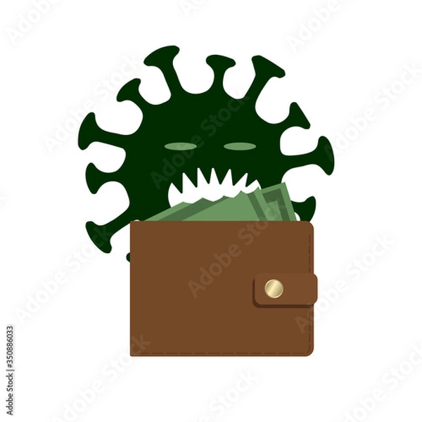 Obraz Coronavirus eats money from purse. The economic crisis and the fall of markets due to the outbreak of the coronavirus