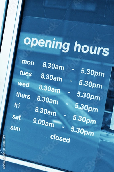 Obraz Opening hours