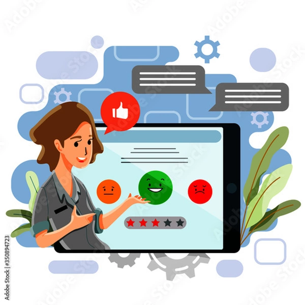 Obraz costumer survey concept. satisfaction or feedback. vector and illustration.