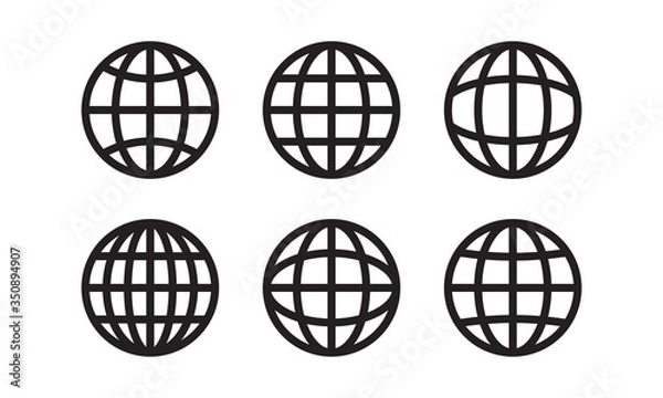 Fototapeta Web line icon set. World globe pictogram collection