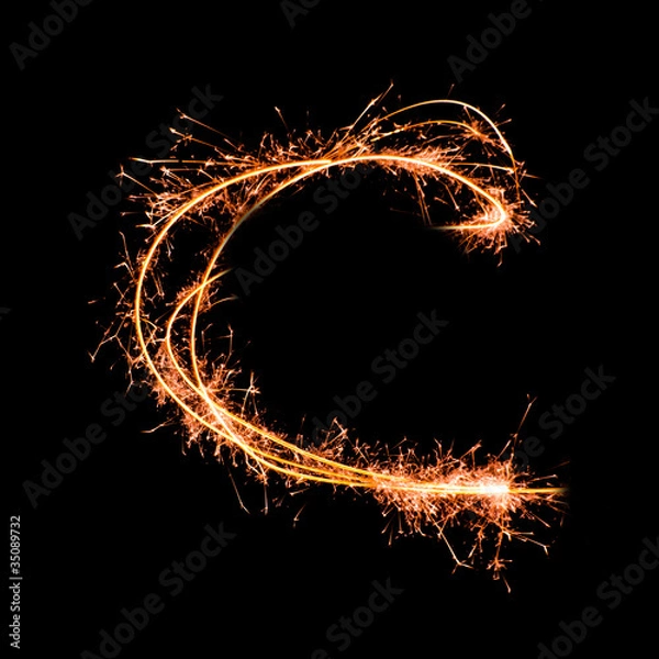 Fototapeta Letter C. Real sparkler alphabet