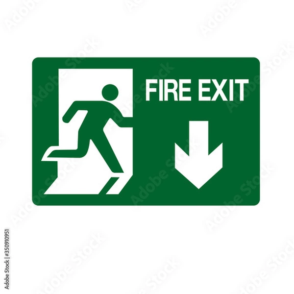 Fototapeta Fire Exit Emergency Green Symbol Sign, Vector Illustration, Isolate On White Background Label. EPS10.