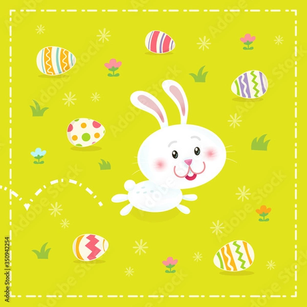 Fototapeta Easter bunny delivering Easter Eggs