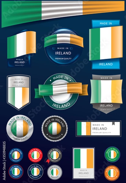 Obraz Made in IRELAND Seal Collection, IRISH National Flag (Vector Art)
