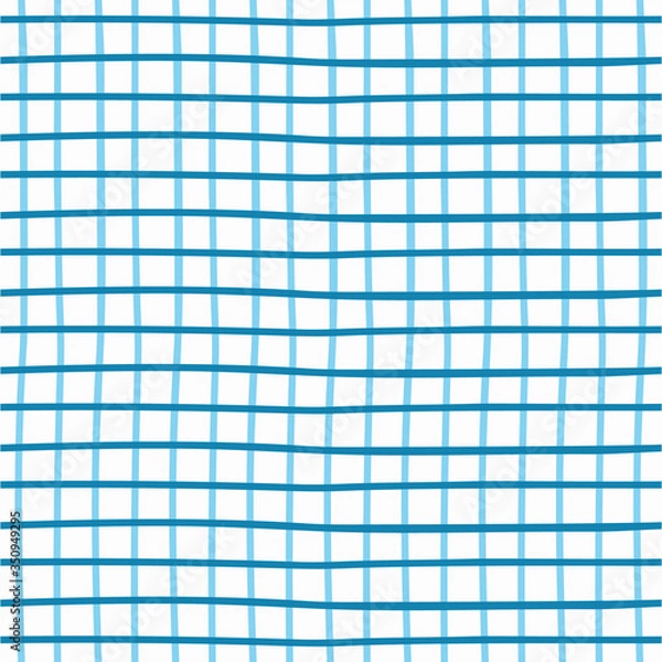 Fototapeta Vector seamless pattern with hand drawn blue grids