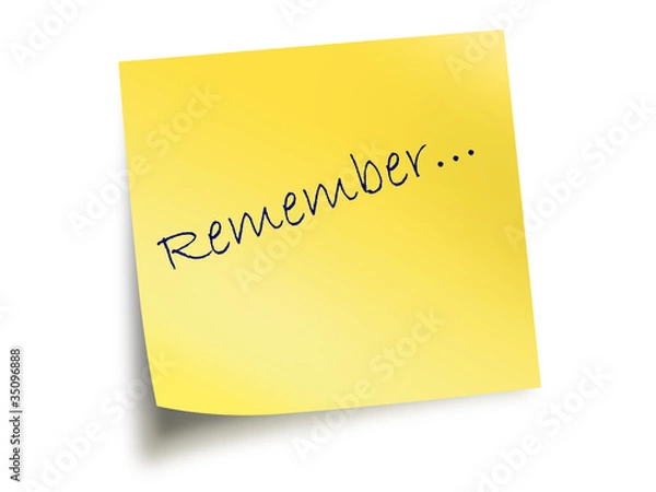 Obraz Yellow Post It Note With The Text Remember