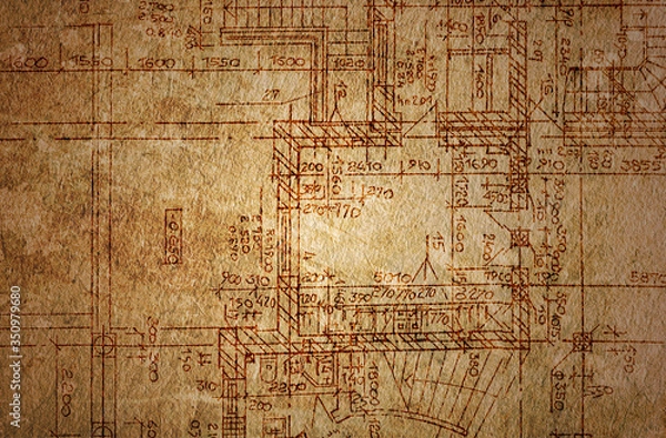 Obraz vintage architectural drawing