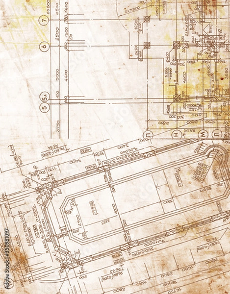 Obraz vintage architectural drawing