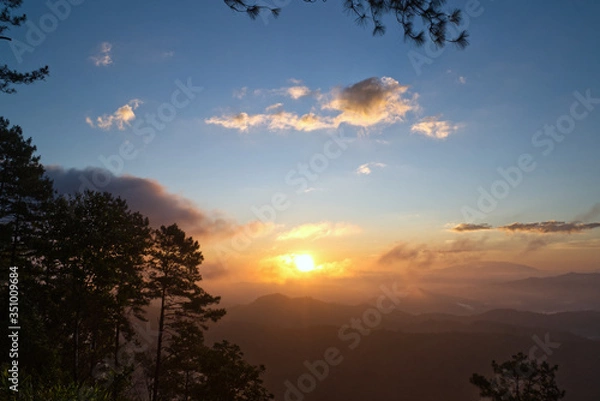 Fototapeta sunset in the mountains