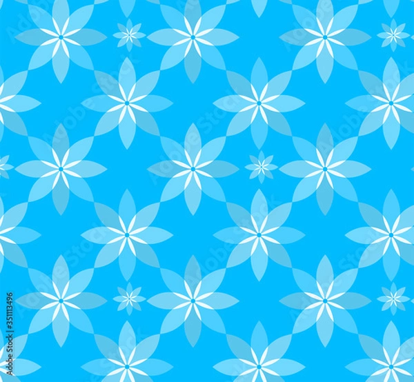 Fototapeta Seamless Flower Pattern Blue Background - Textile - Background - Wallpaper