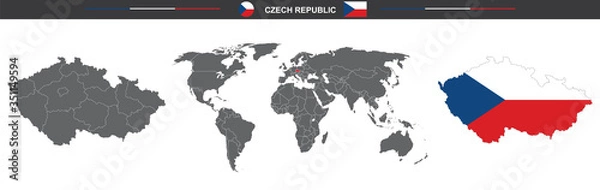 Fototapeta vector map flag of Czech Republic isolated on white background