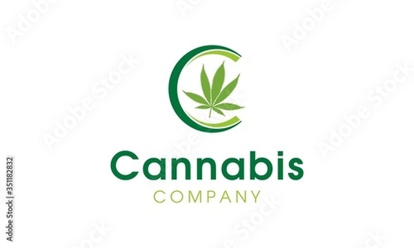 Fototapeta simple initial / letter C with marijuana logo design
