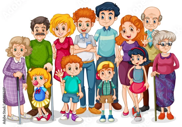 Obraz Family members with children and all relatives