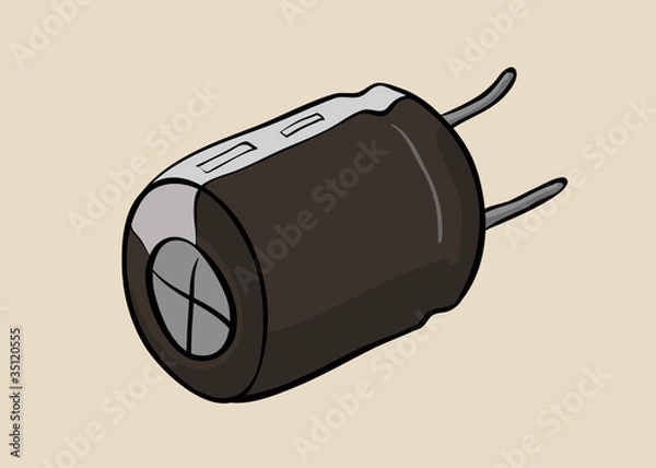 Fototapeta Vector hand drawn capacitor element