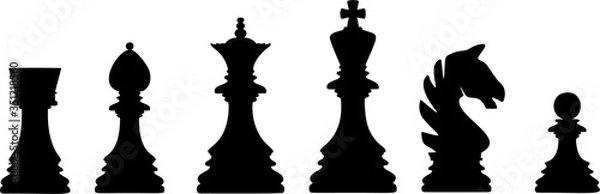 Obraz Chess board pieces vector. Isolated on white background.