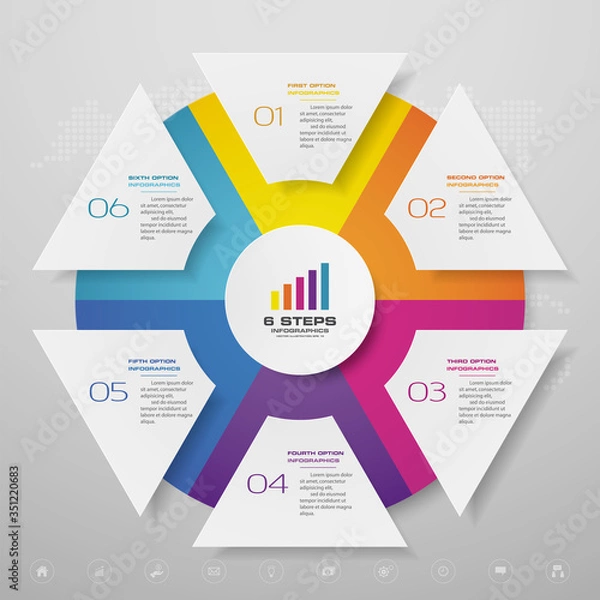 Obraz 6 steps infographics chart design element. For data presentation.	