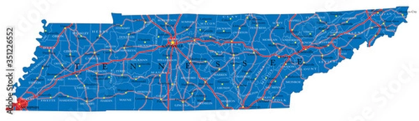 Obraz Tennessee state political map