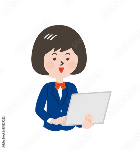 Fototapeta ノートパソコンを持つ女子学生