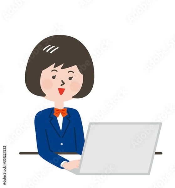 Fototapeta ノートパソコンを操作する女子学生