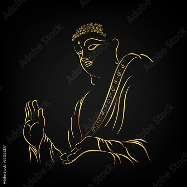 Obraz Golden buddha head with golden border element