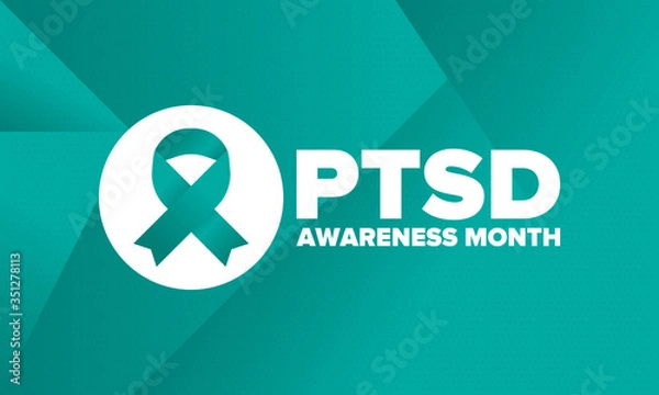 Fototapeta PTSD Awareness Month in June. Post Traumatic Stress Disorder. Celebrated annual in United States. Medical health care and awareness design. Poster, card, banner and background. Vector illustration