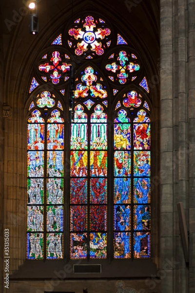 Fototapeta Stained glass windows in St. Vitus Cathedral in Prague