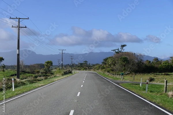 Fototapeta Travel through New Zealand on the State Highway SH 6 on the West Coast between Westport and Greymouth